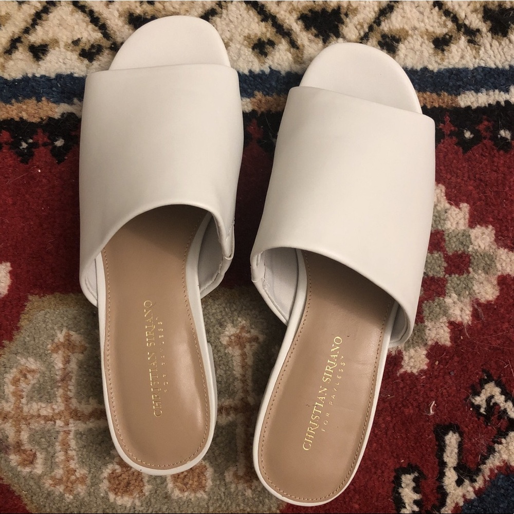 Christian Siriano white mules